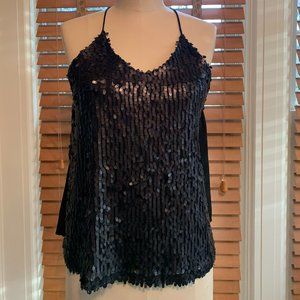 JOA sequin spaghetti strap racerback tank